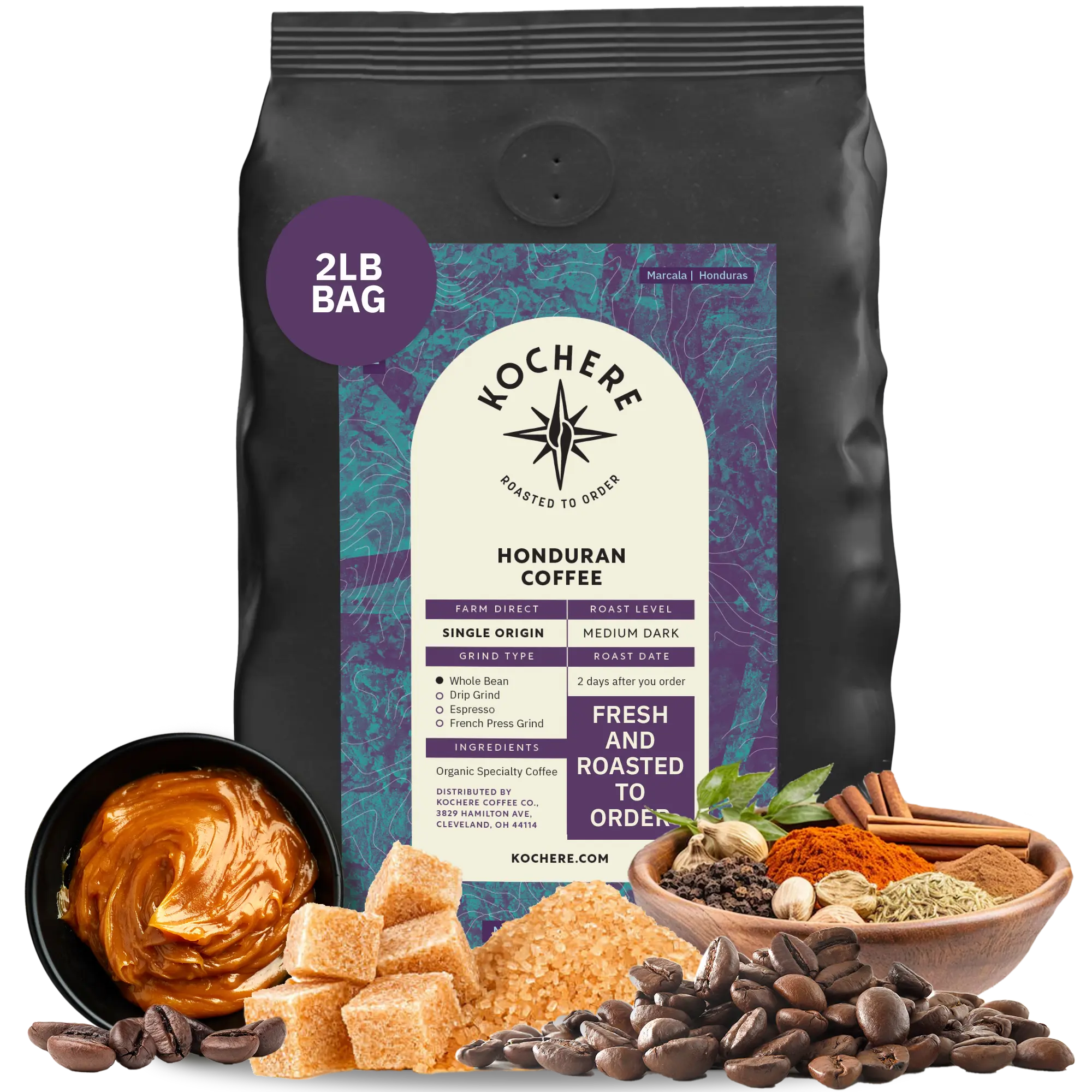 Kochere Coffee Honduran Marcala Organic Medium Roast - Caramel, Spice, Brown Sugar Notes